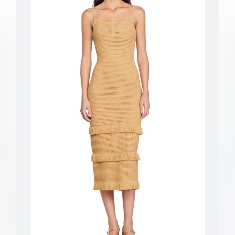 Sandro Anvers pointelle knit midi dress